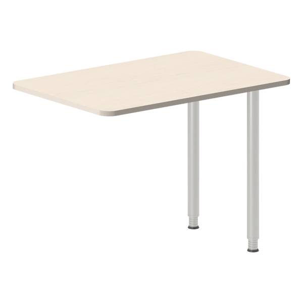 Office skrivebord tilbygning 100x60cm i birk med alugråt stel