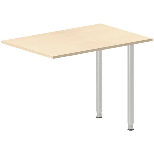 Office skrivebord tilbygning 100x60cm i birk med alugr&aring;t stel