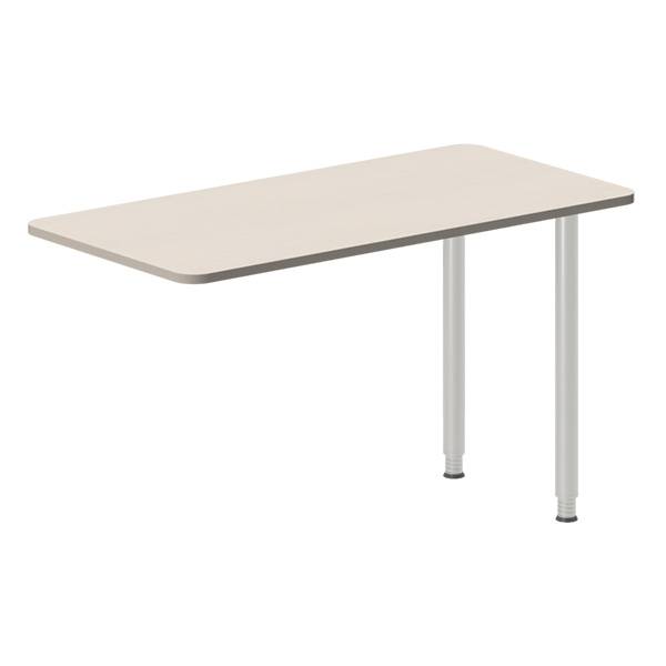 Office skrivebord tilbygning 120x60cm i birk med alugråt stel