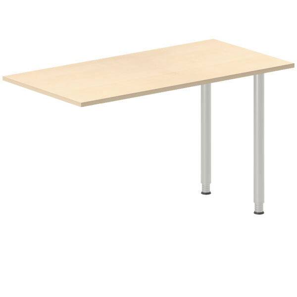 Office skrivebord tilbygning 120x60cm i birk med alugr&aring;t stel