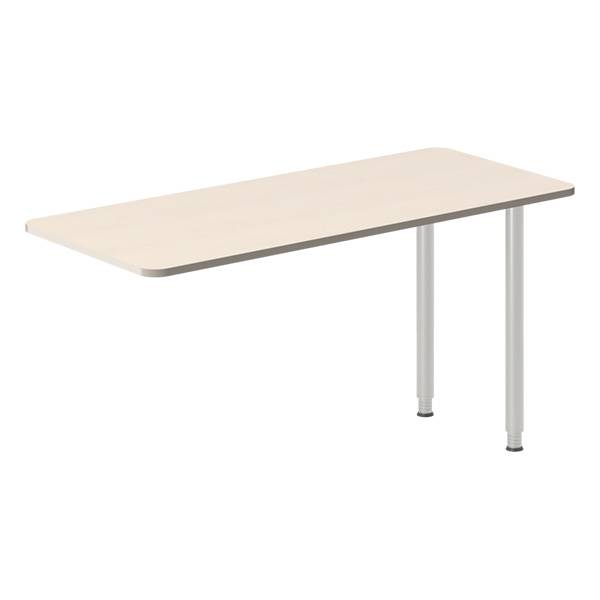 Office skrivebord tilbygning 140x60cm i birk med alugråt stel