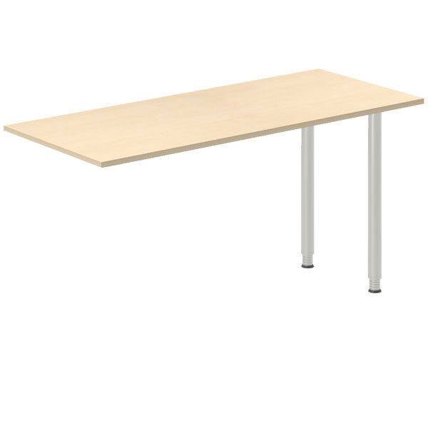 Office skrivebord tilbygning 140x60cm i birk med alugr&aring;t stel