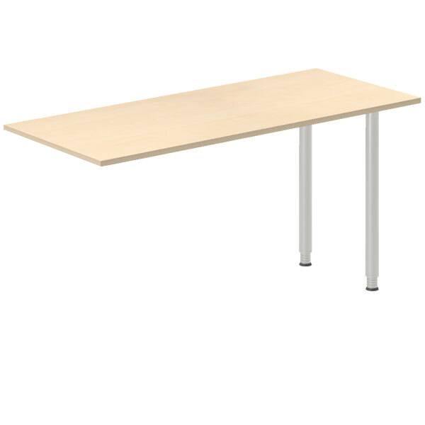 Office skrivebord tilbygning 140x60cm i birk med alugr&aring;t stel