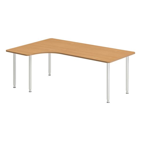 Office skrivebord venstrevendt 200x120cm bøg med alugråt stel