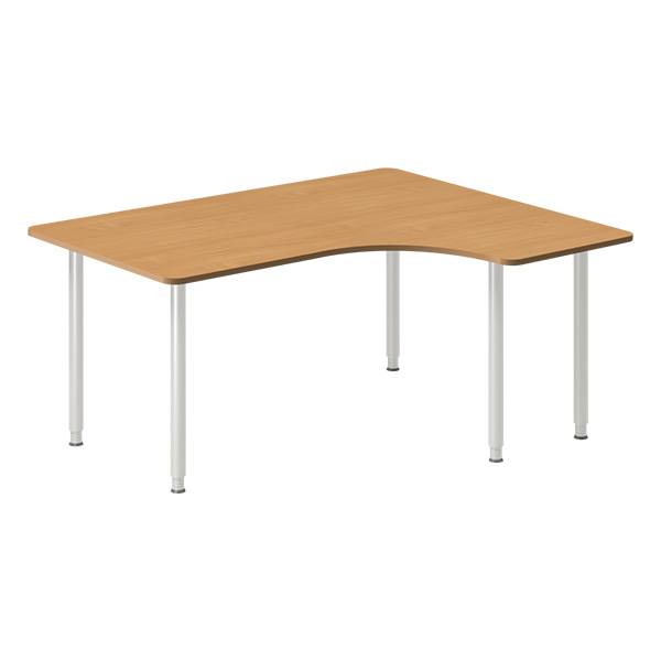 Office skrivebord højrevendt 160x120cm bøg med alugråt stel