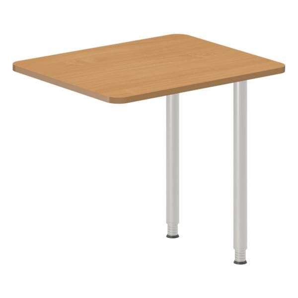 Office skrivebord tilbygning 80x60cm i bøg med alugråt stel