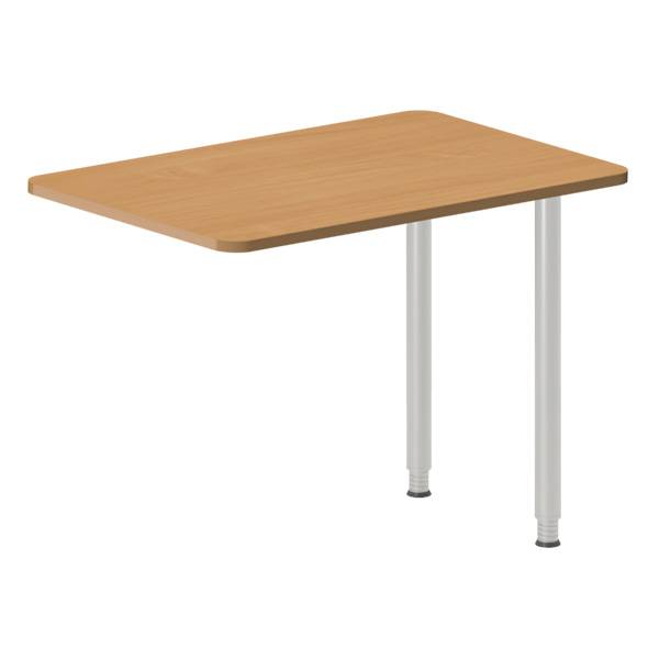 Office skrivebord tilbygning 100x60cm i bøg med alugråt stel