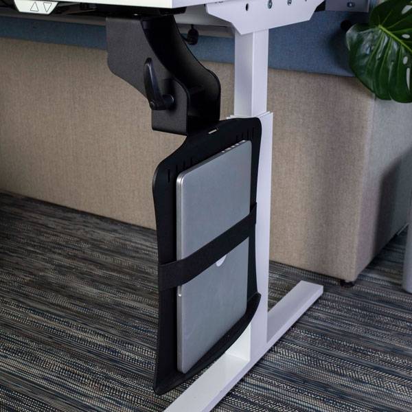 PC- og laptopholder Twist-IT, monteres under bordet, sort