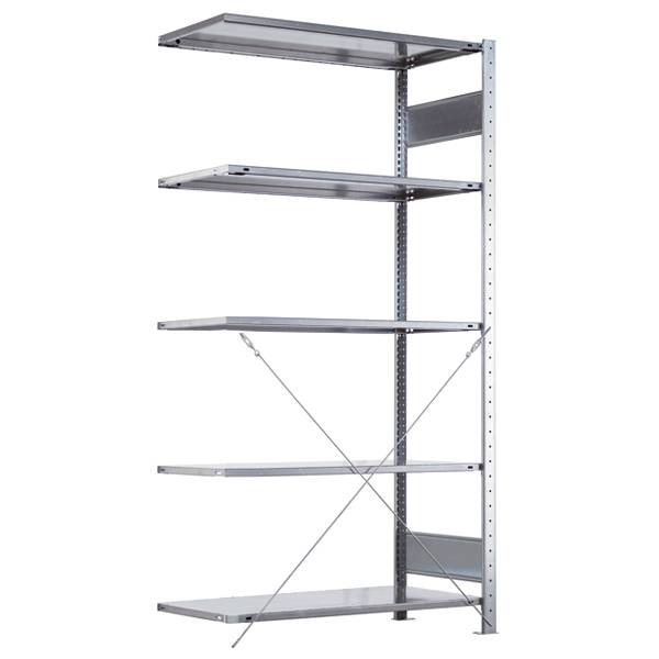 Boltless f&oslash;lgesektion lagerreol krydsryg 2000x750x300mm 150kg