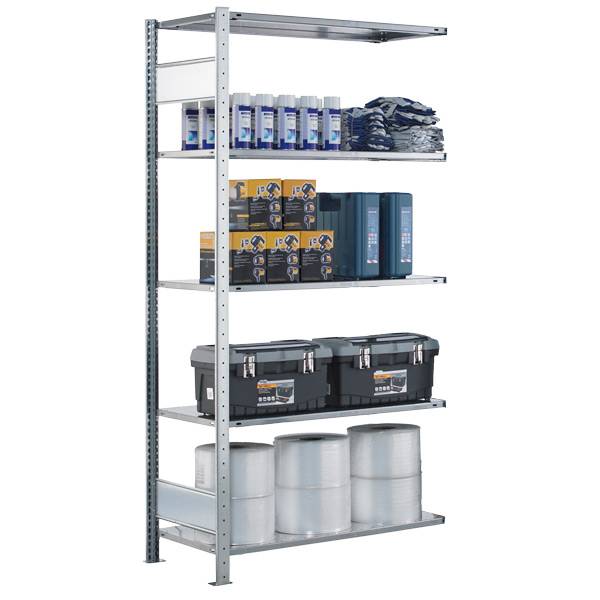 Boltless f&oslash;lgefag fritst&aring;ende 2000x1300x500mm med 5 hylder 150kg