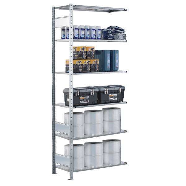 Boltless følgesektion lagerreol hyldebjælker 2500x1000x300 250 kg