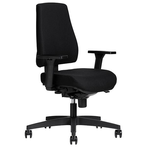 Office kontorstol med arml&aelig;n, sort stof og stel