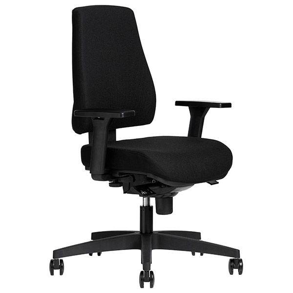 Office kontorstol med arml&aelig;n, sort stof og stel