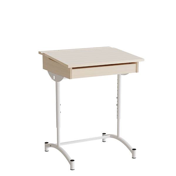 Elevbord 65x55cm i lydd&aelig;mpende birk laminat med hvidt stel, h&oslash;jde 70-90cm