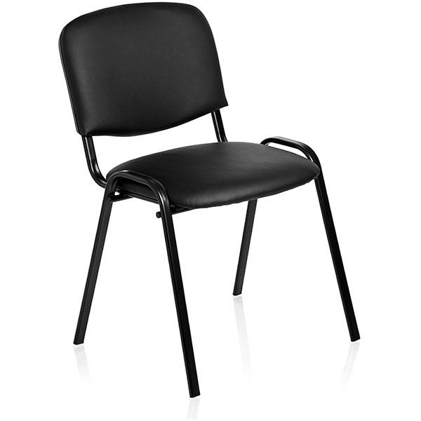Konferencestol Iso i sort skindimitation med sort stel 
