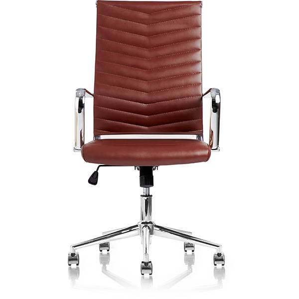 Juel konferencestol med arml&aelig;n i brun skindimitation