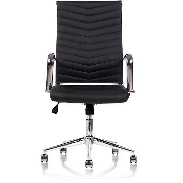 Juel konferencestol med arml&aelig;n i sort skindimitation