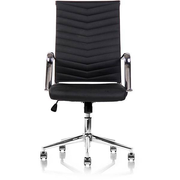 Juel konferencestol med arml&aelig;n i sort skindimitation