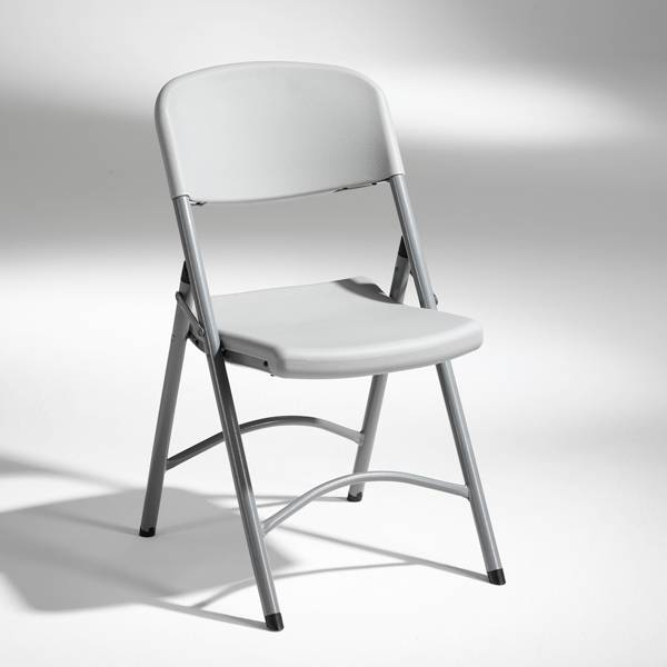 Klapstol Norman med gr&aring;t s&aelig;de og ryg og alugr&aring;t stel