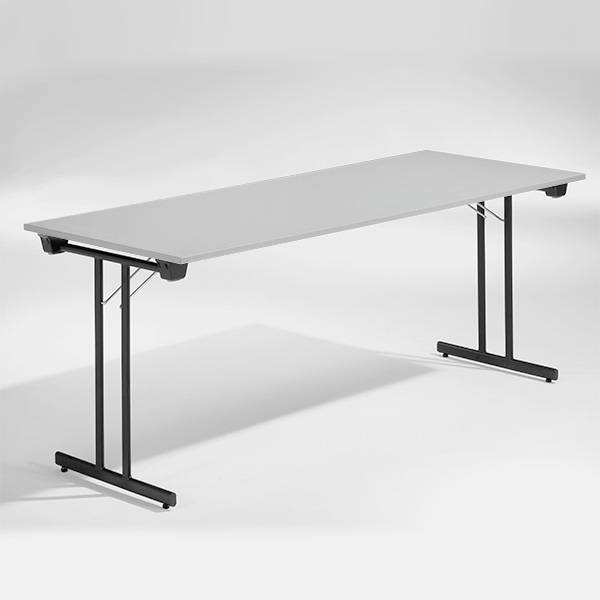 Dinner Style klapbord 180x80cm lys gr&aring; med sort stel
