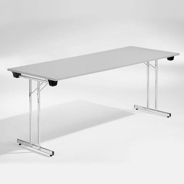 Dinner Style klapbord 180x80cm lys gr&aring; med krom stel