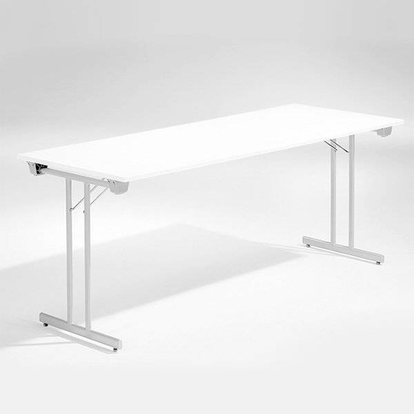 Dinner Style klapbord 180x80cm hvid med alugr&aring; stel
