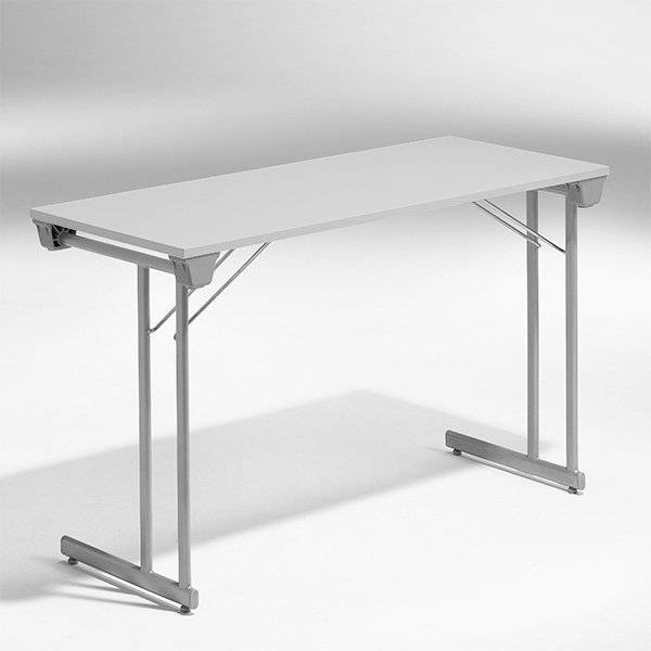Kongress klapbord 120x60cm lys gr&aring; med alugr&aring; stel
