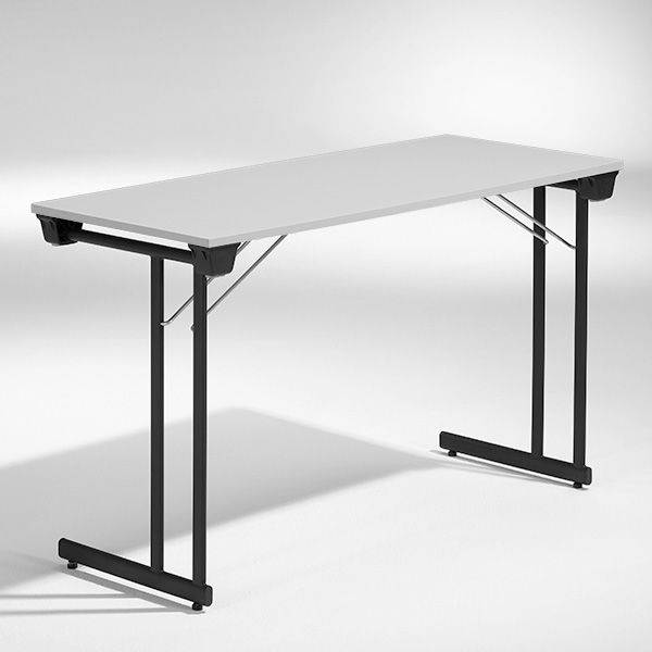 Kongress klapbord 120x60cm lys gr&aring; med sort stel