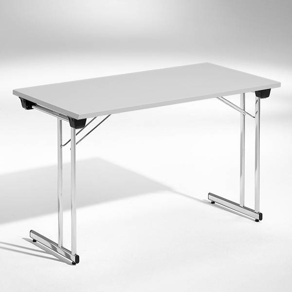 Kongress klapbord 120x60cm lys gr&aring; med krom stel