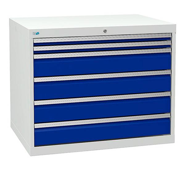 Værksted skuffesektion 819x1005x736mm med centrallås og 6 skuffer