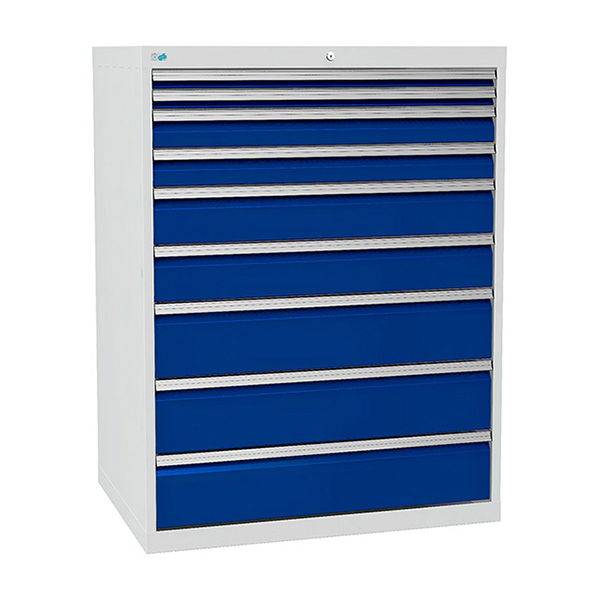 V&aelig;rksted skuffesektion 1319x1005x736mm med 9 skuffer
