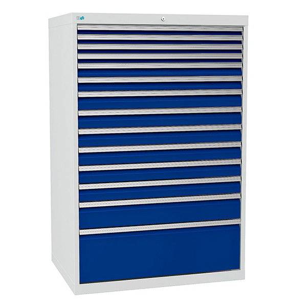 V&aelig;rksted skuffesektion 1519x1005x736mm med 14 skuffer