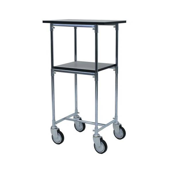 Rullebord med 2 ESD hylder 1100x385x405mm, s&oslash;lv med gr&aring; hjul