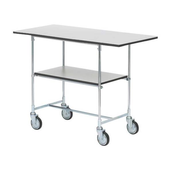 Rullebord med 2 ESD hylder 900x430x1130mm, s&oslash;lv med gr&aring; hjul