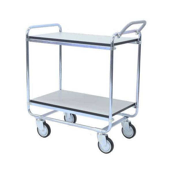 Rullevogn med 2 ESD hylder 890x900x460mm, s&oslash;lv med gr&aring; hjul