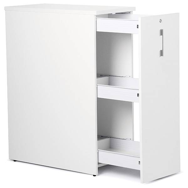 Office Towerskab 105x40x80cm med lås og åbning i begge sider hvid