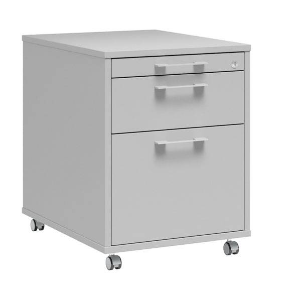 Office skuffesektion med 3 skuffer lys gr&aring;