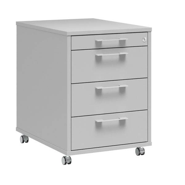 Ergoff skuffesektion med 4 skuffer lys gr&aring; laminat