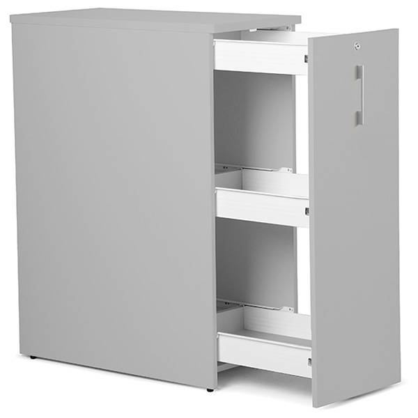 Office Towerskab 105x40x80cm med lås og åbning i begge sider lys grå