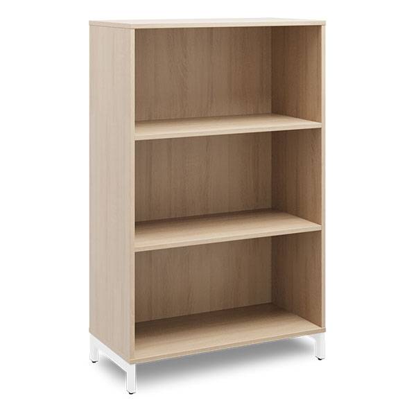 Office bogreol 1275x800x400mm eg med hvid benramme