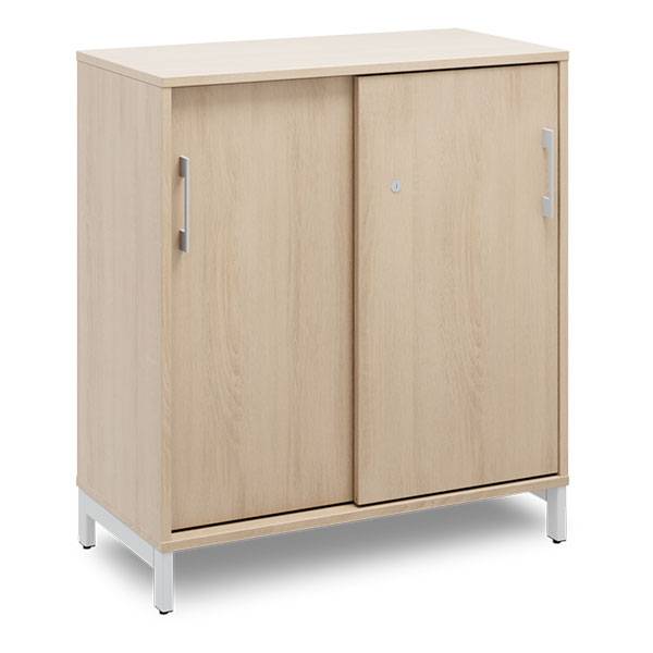 Office kontorskab med skyded&oslash;r 890x800mm eg med alugr&aring;t stel