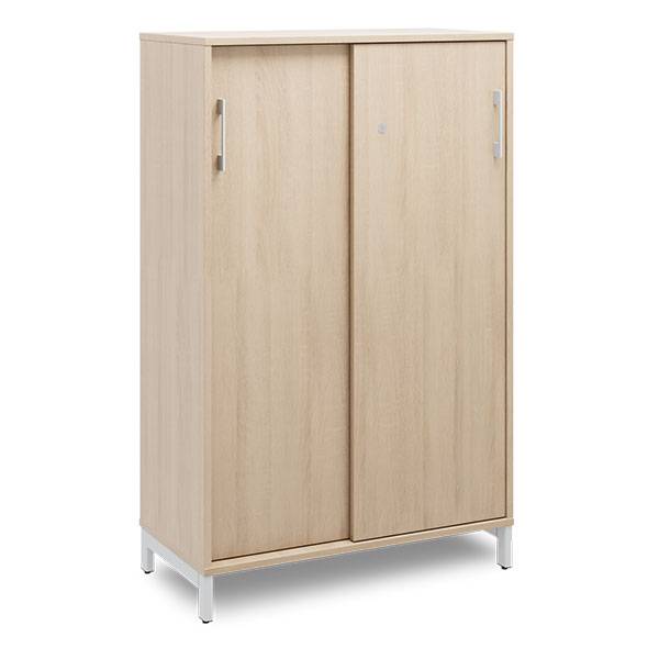 Office kontorskab med skyded&oslash;r 1275x800mm eg med alugr&aring;t stel