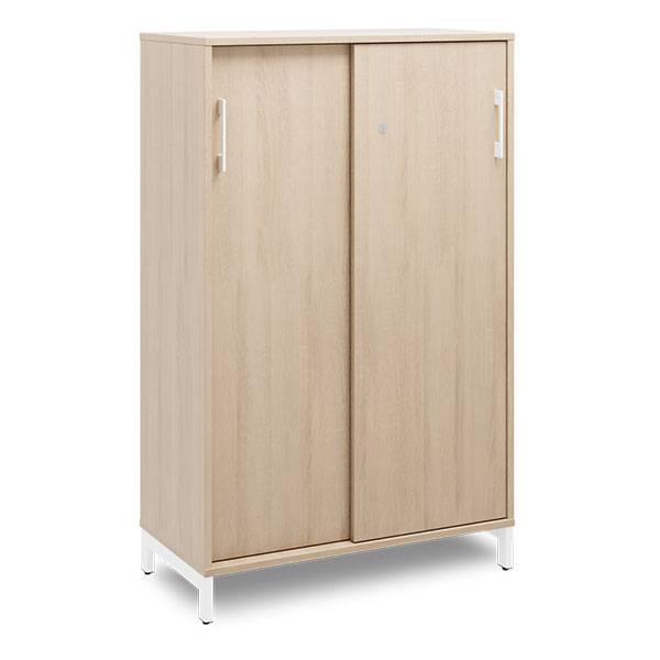 Office kontorskab med skyded&oslash;r 1275x800mm eg med hvidt stel