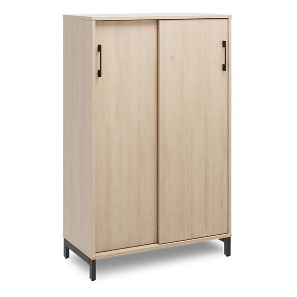 Office kontorskab med skyded&oslash;r 1275x800mm eg med sort stel