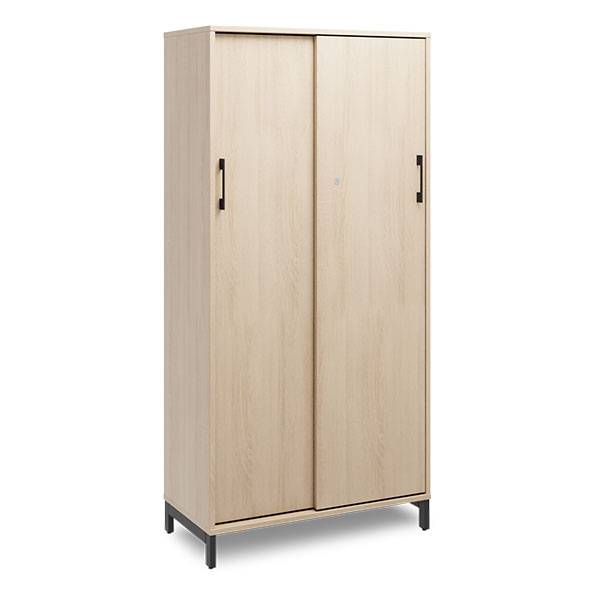 Office kontorskab med skyded&oslash;r 1660x800mm eg med sort stel