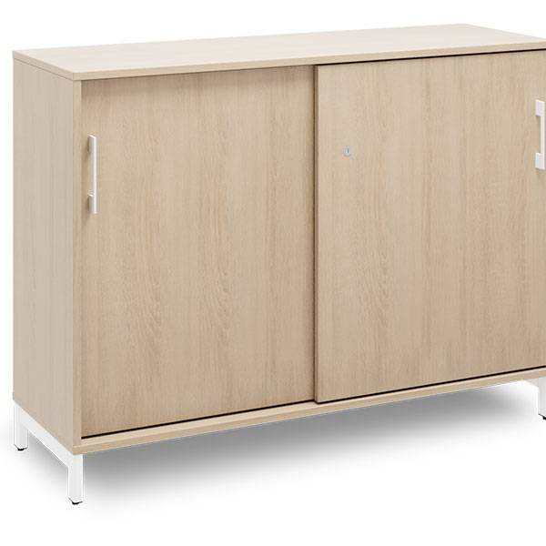 Office kontorskab med skyded&oslash;r 890x1200mm eg med hvidt stel