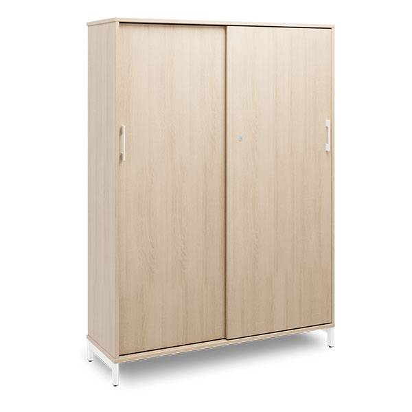 Office kontorskab med skyded&oslash;r 1660x1200mm eg med hvidt stel