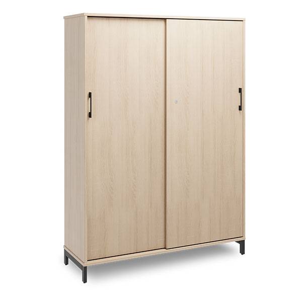Office kontorskab med skyded&oslash;r 1660x1200mm eg med sort stel