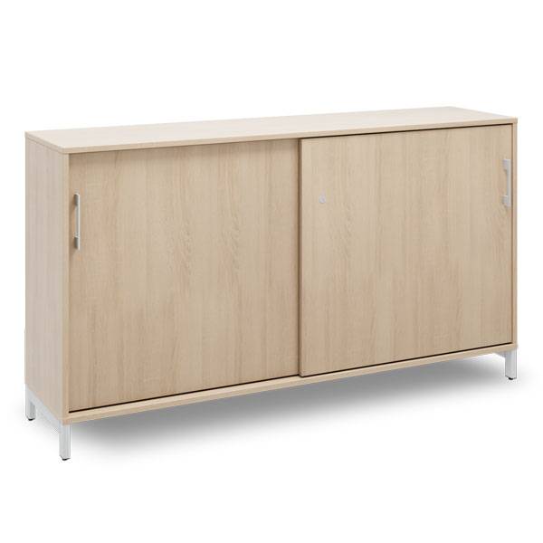 Office kontorskab med skyded&oslash;r 890x1600mm eg med alugr&aring;t stel