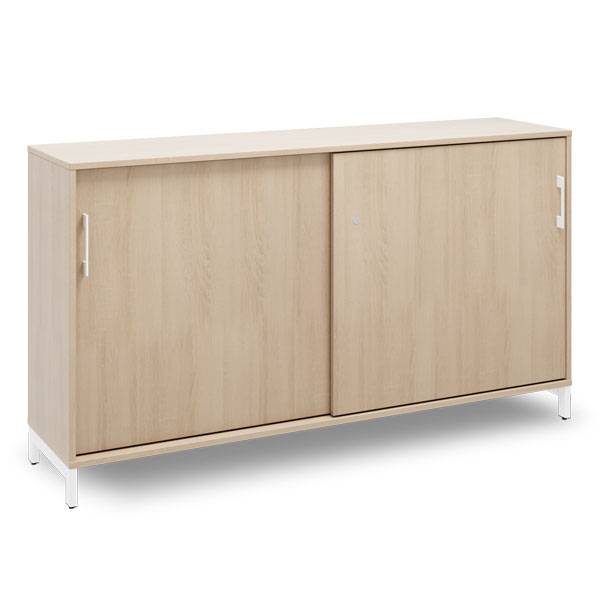 Office kontorskab med skyded&oslash;r 890x1600mm eg med hvidt stel